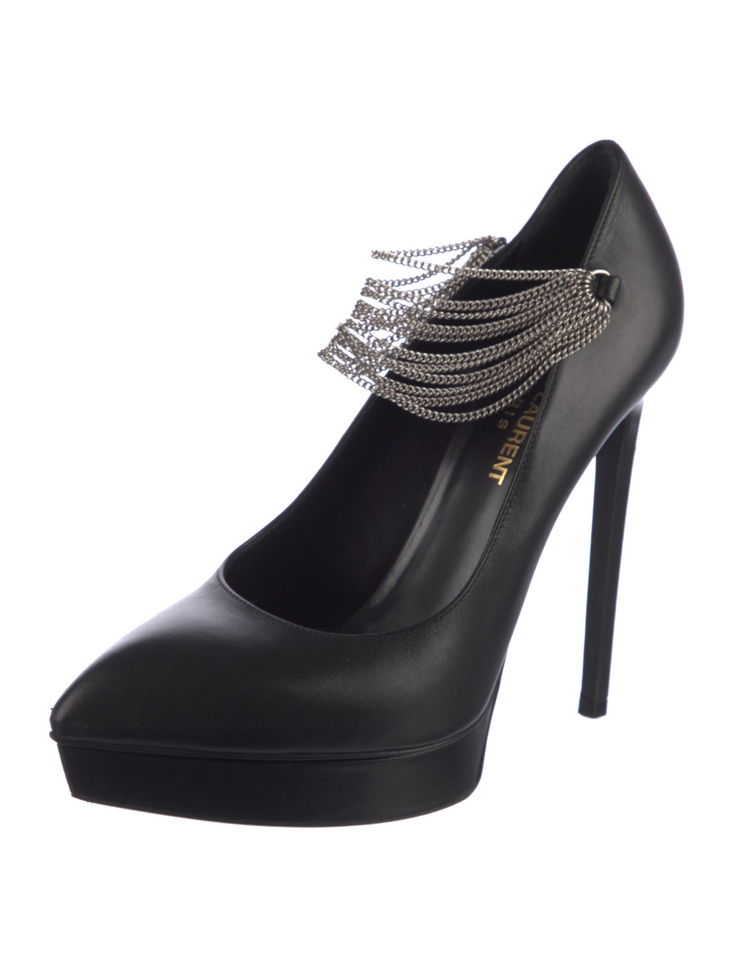Saint Laurent Leather Chain-Link Accents Pumps