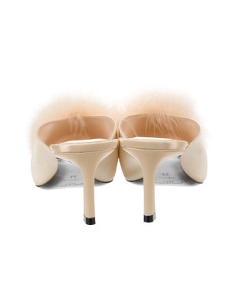 Saint Laurent Satin Feather Trim Slides
