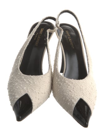 Saint Laurent Tweed Striped Slingback Pumps