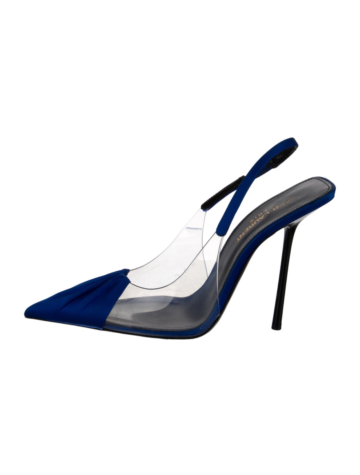 Saint Laurent Satin Pleated Accents Slingback Pumps