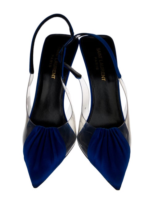 Saint Laurent Satin Pleated Accents Slingback Pumps