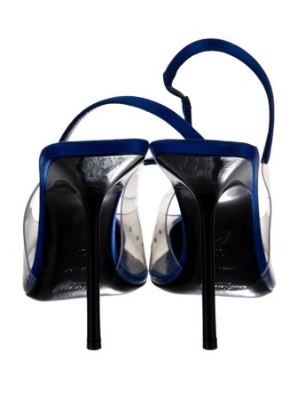 Saint Laurent Satin Pleated Accents Slingback Pumps