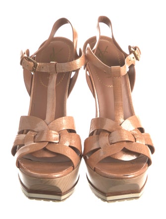Saint Laurent Patent Leather T-Strap Sandals