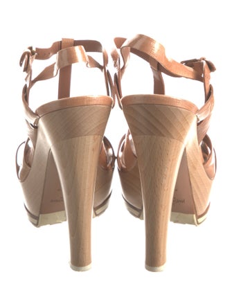 Saint Laurent Patent Leather T-Strap Sandals