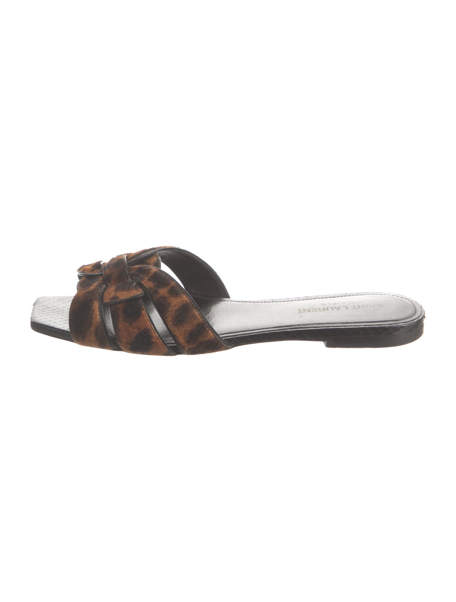 Saint Laurent Ponyhair Animal Print Slides