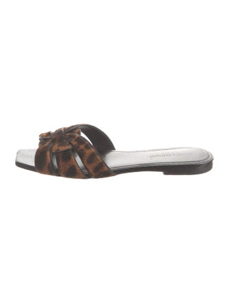 Saint Laurent Ponyhair Animal Print Slides