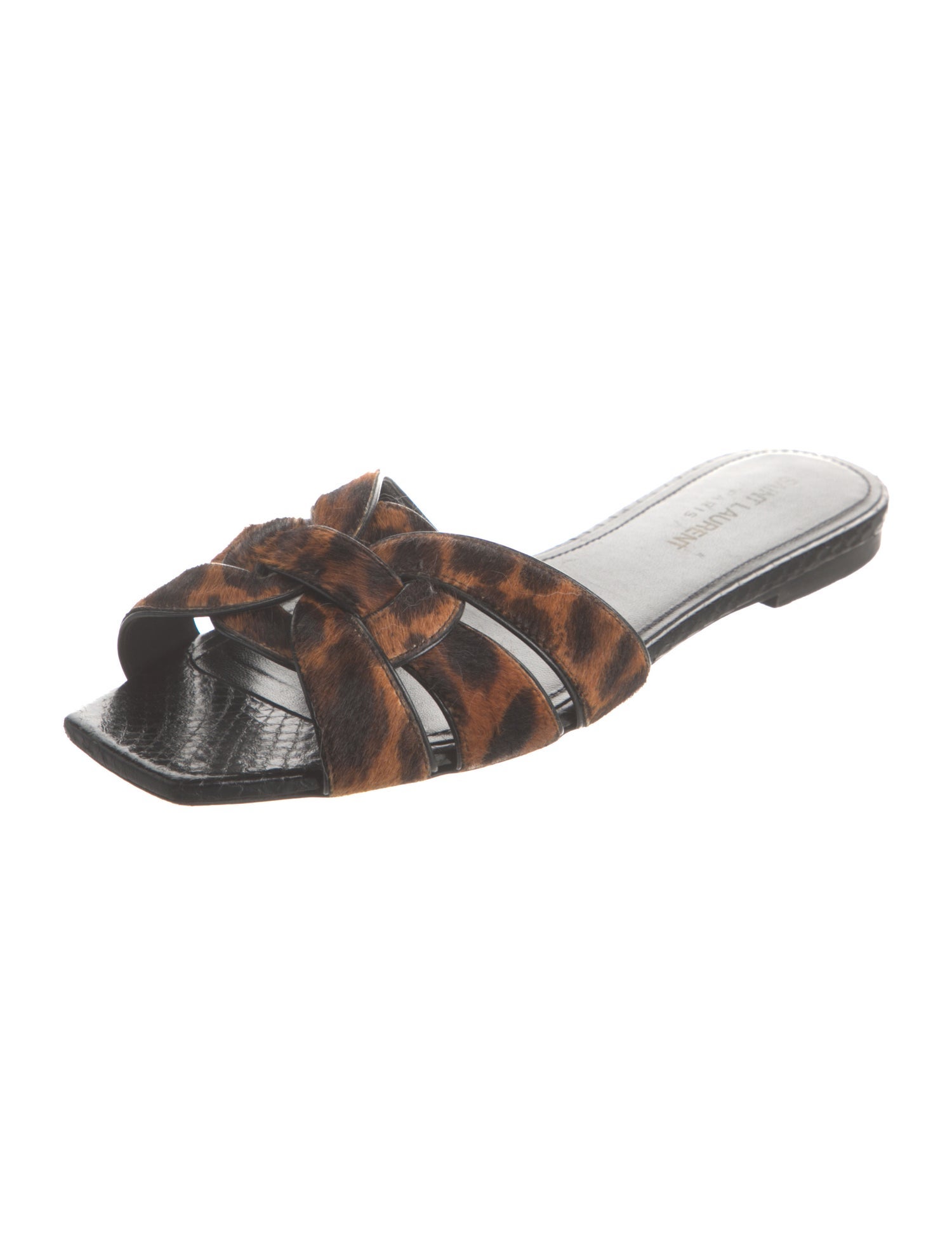 Saint Laurent Ponyhair Animal Print Slides