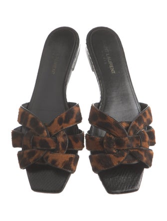 Saint Laurent Ponyhair Animal Print Slides
