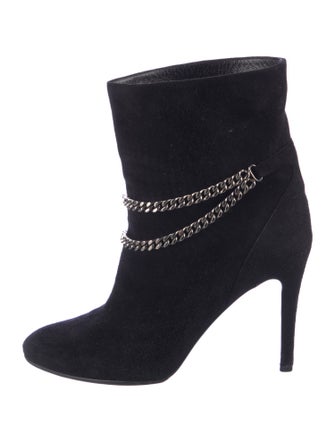 Saint Laurent Suede Chain-Link Accents Boots