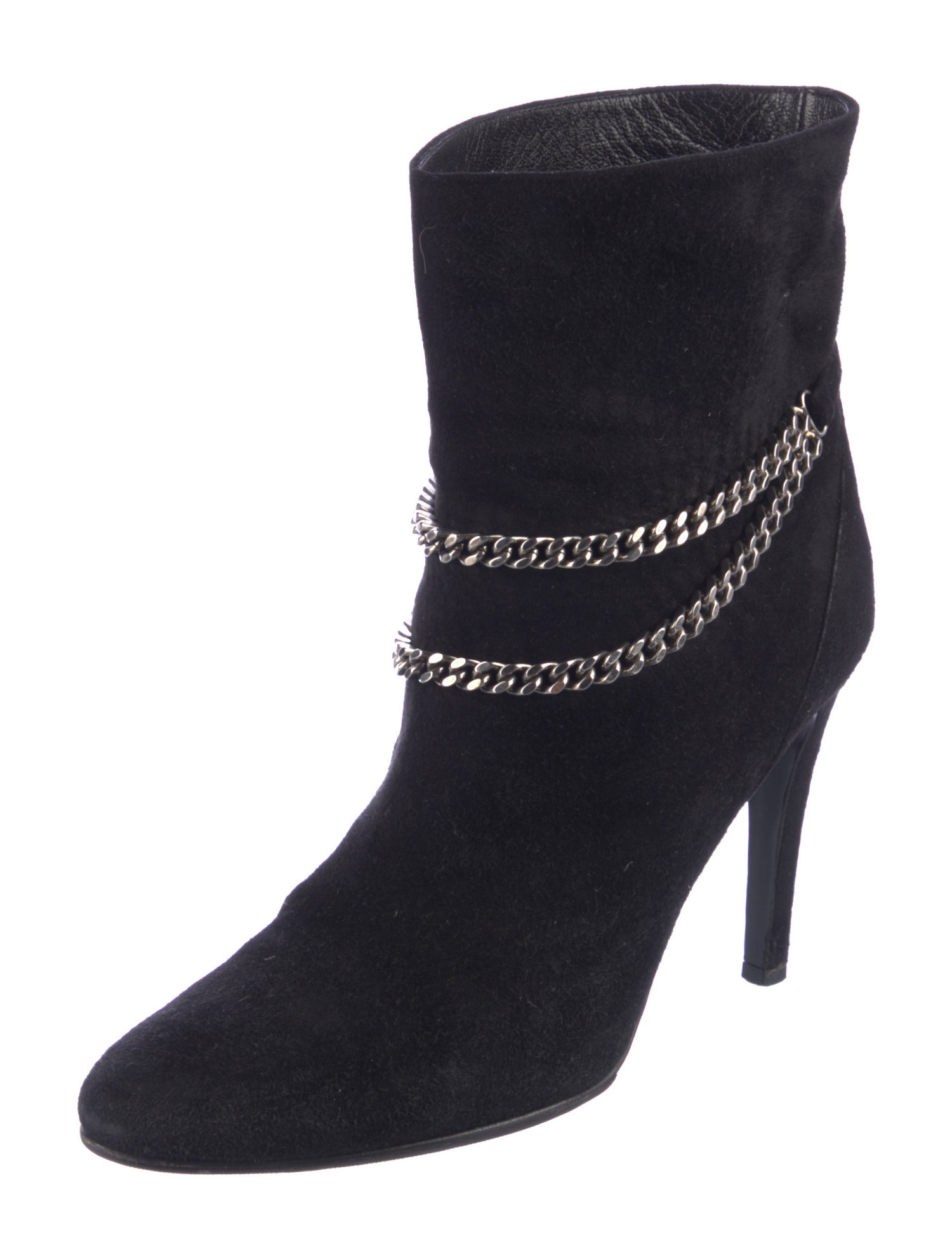Saint Laurent Suede Chain-Link Accents Boots
