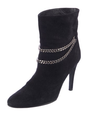 Saint Laurent Suede Chain-Link Accents Boots