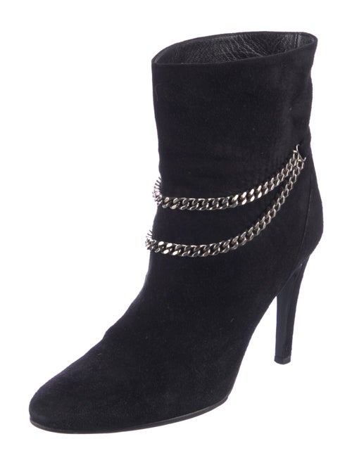 Saint Laurent Suede Chain-Link Accents Boots