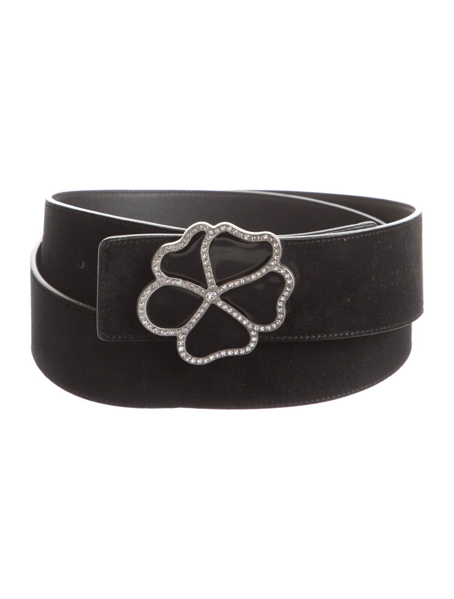 Saint Laurent Suede Crystal Embellishments Belt