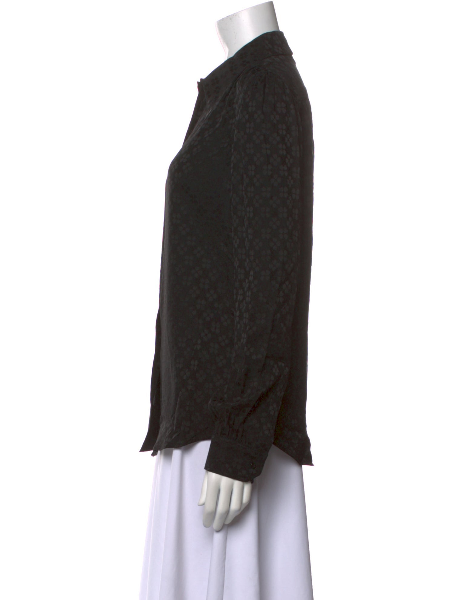 Saint Laurent Silk Long Sleeve Button-Up Top