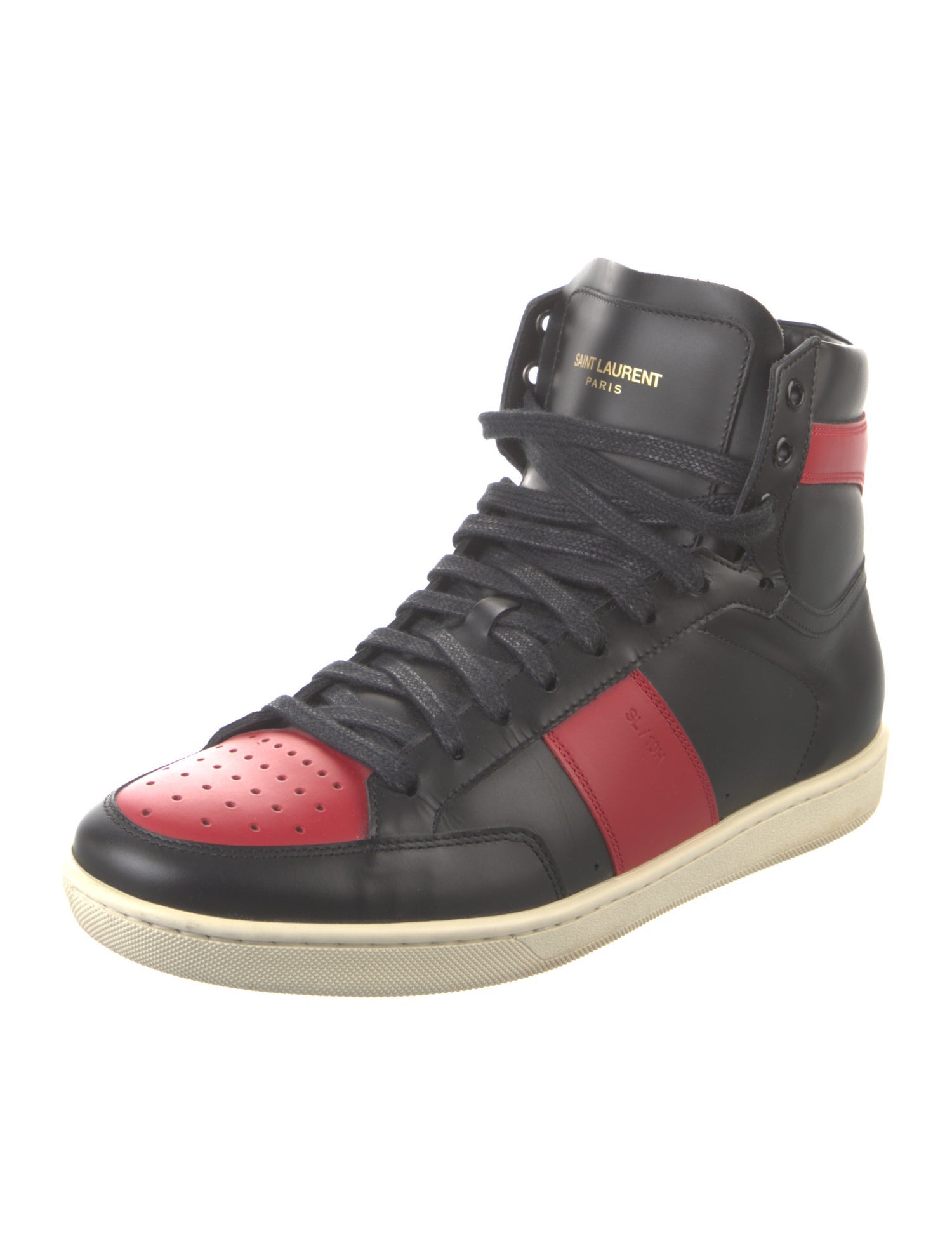 Saint Laurent Leather Colorblock Pattern Sneakers