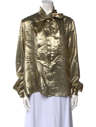 Saint Laurent Silk Long Sleeve Button-Up Top