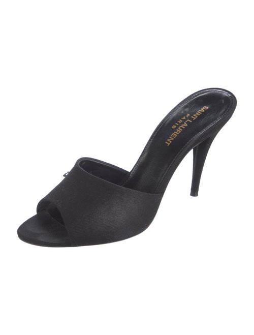 Saint Laurent Signature Logo Leather Slides