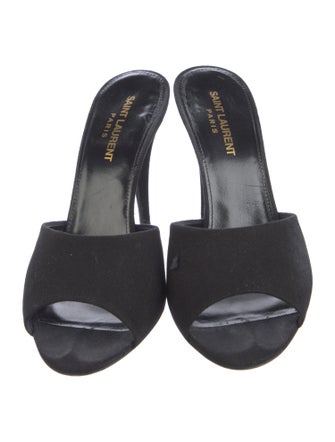 Saint Laurent Signature Logo Leather Slides