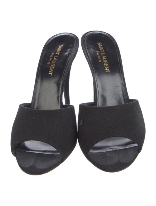 Saint Laurent Signature Logo Leather Slides