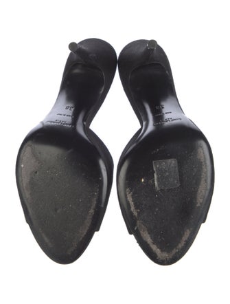 Saint Laurent Signature Logo Leather Slides