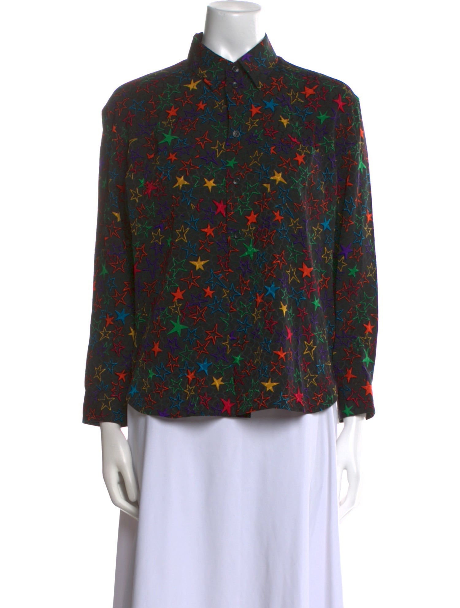 Saint Laurent Silk Floral Print Button-Up Top