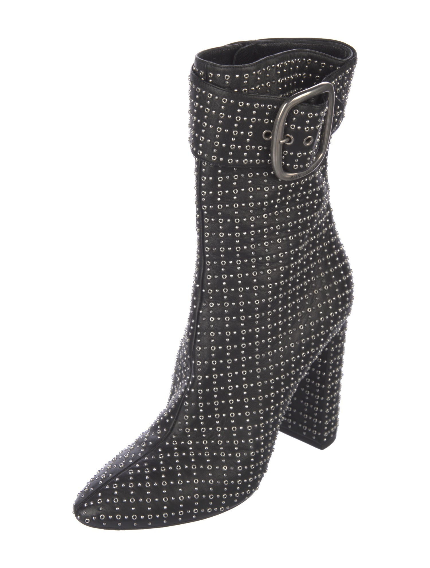Saint Laurent Leather Studded Accents Sock Boots