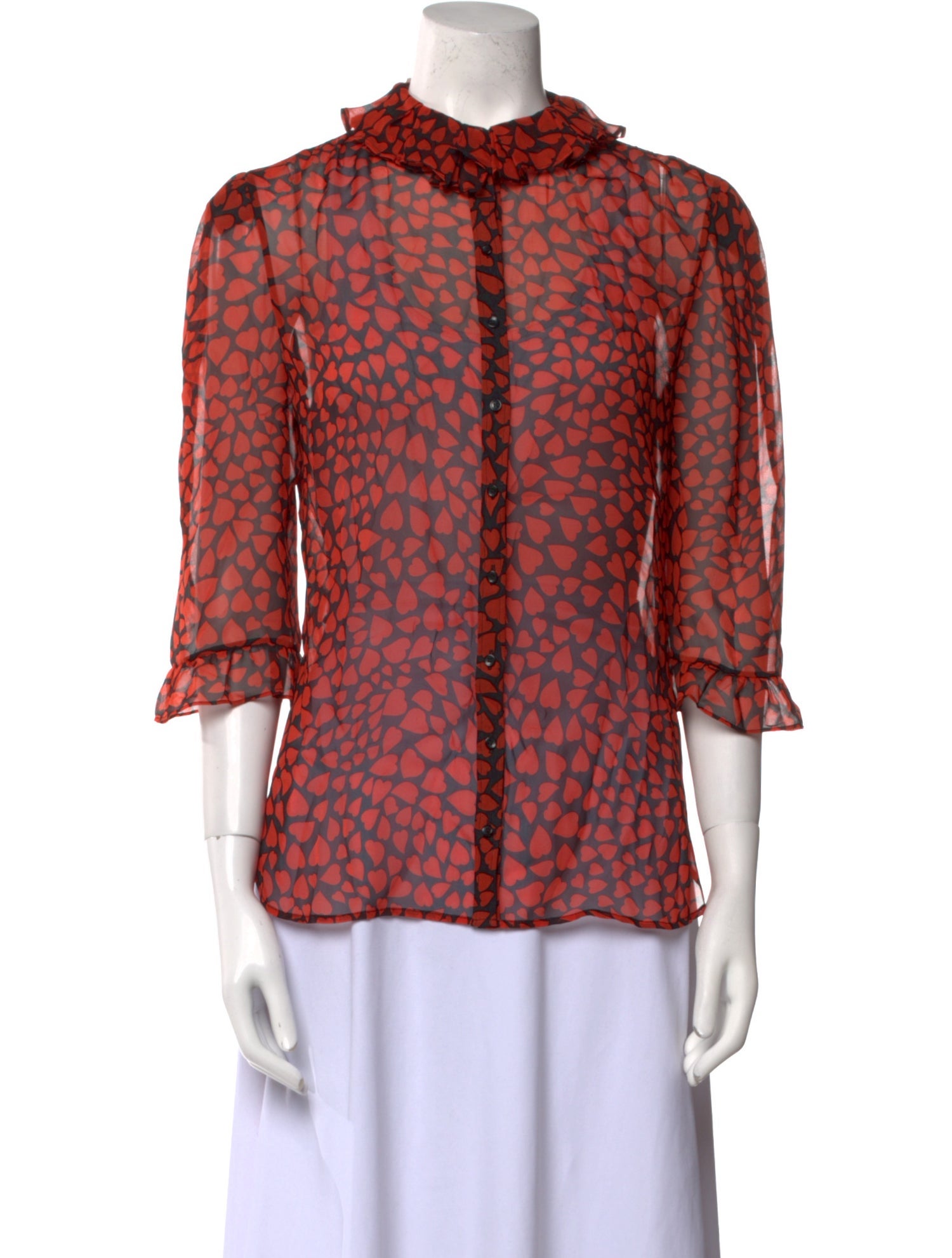 Saint Laurent Printed Mock Neck Blouse