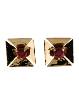 Saint Laurent Resin Croix Pierre Sert Clip-On Earrings