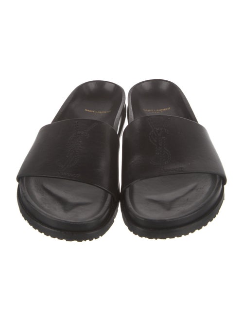 Saint Laurent Leather Embroidered Accent Slides