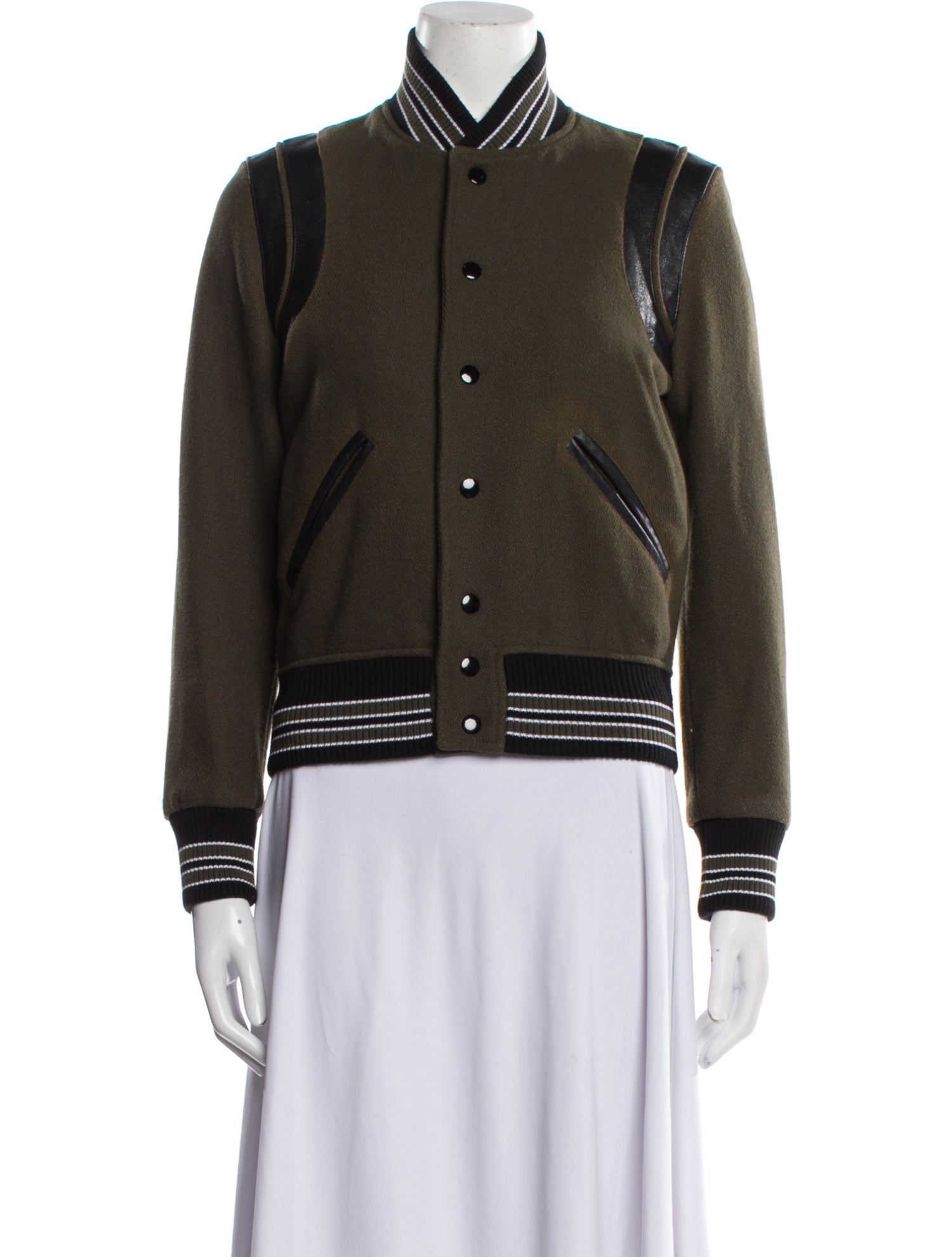 Saint Laurent Virgin Wool Striped Bomber Jacket
