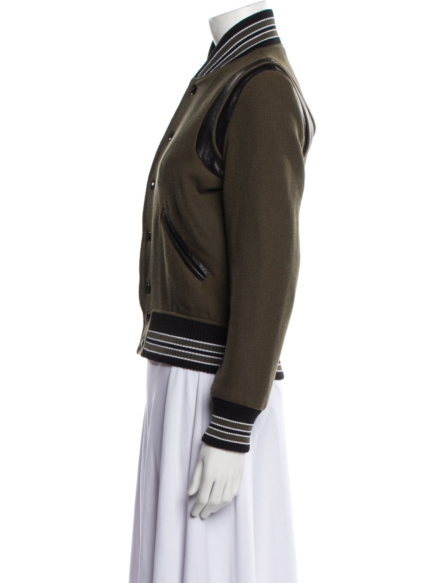 Saint Laurent Virgin Wool Striped Bomber Jacket