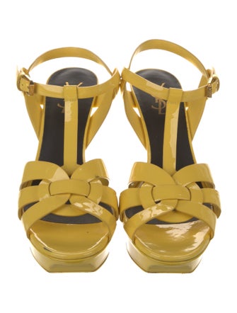 Saint Laurent Patent Leather T-Strap Sandals