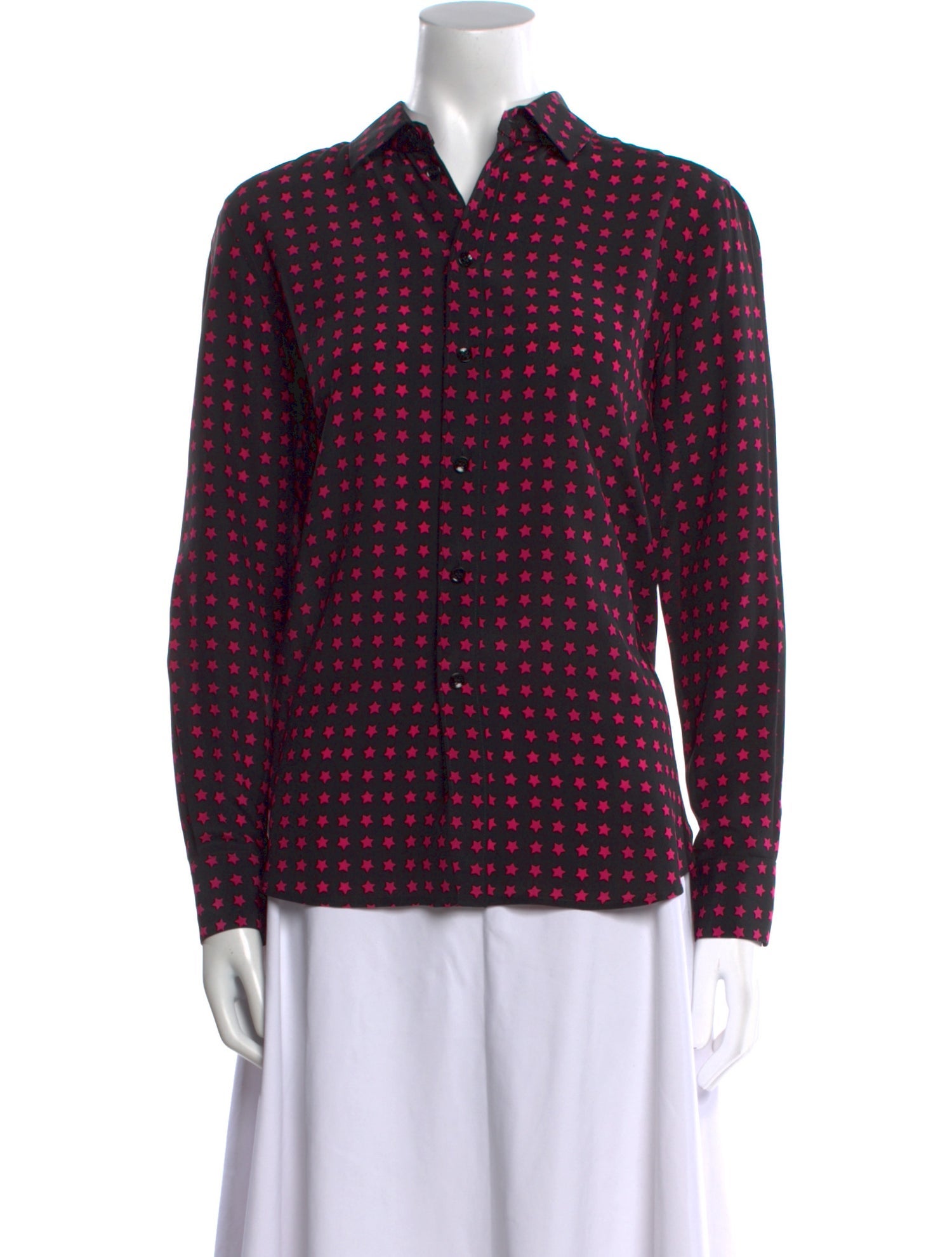 Saint Laurent Silk Printed Button-Up Top