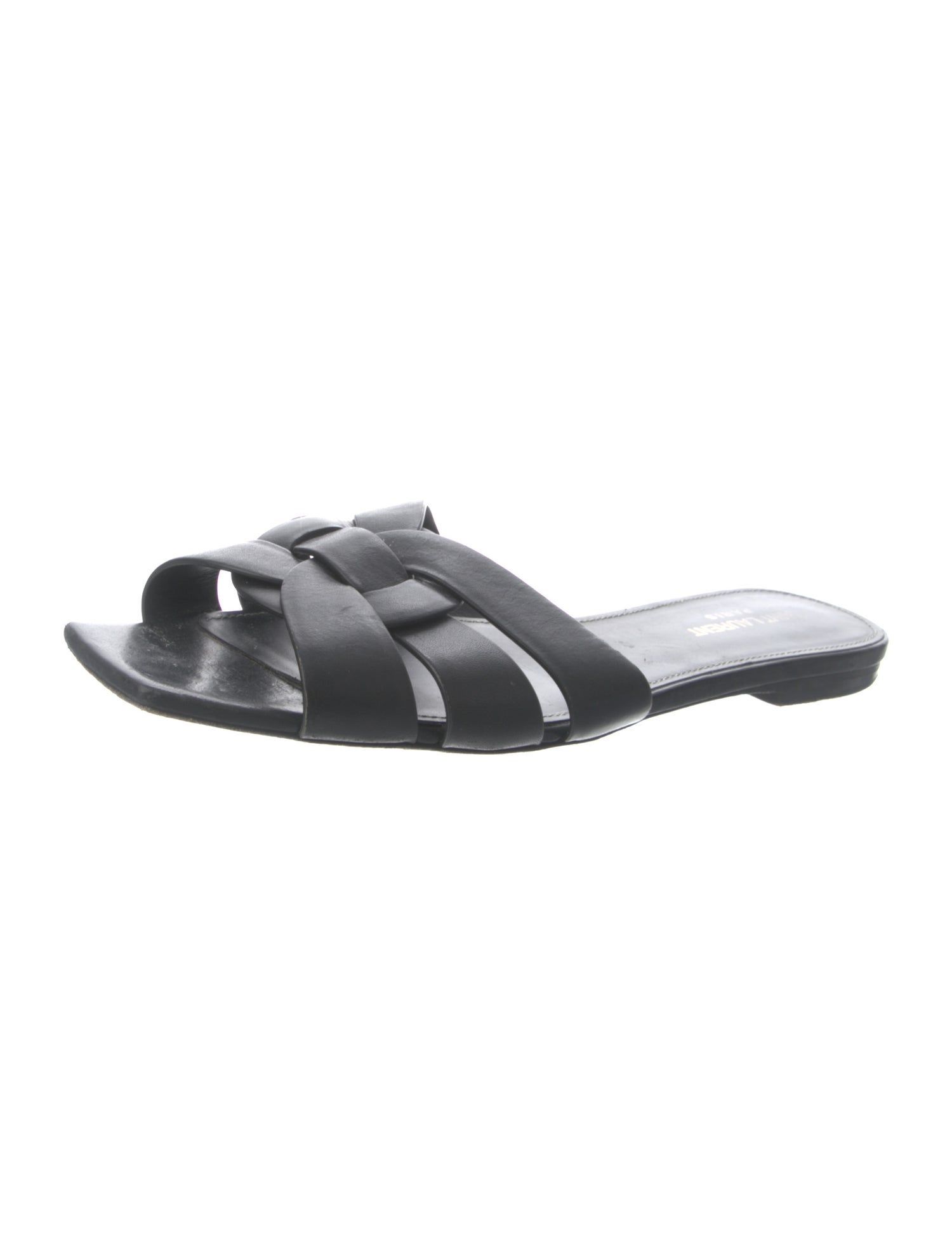 Saint Laurent Leather Cutout Accent Slides