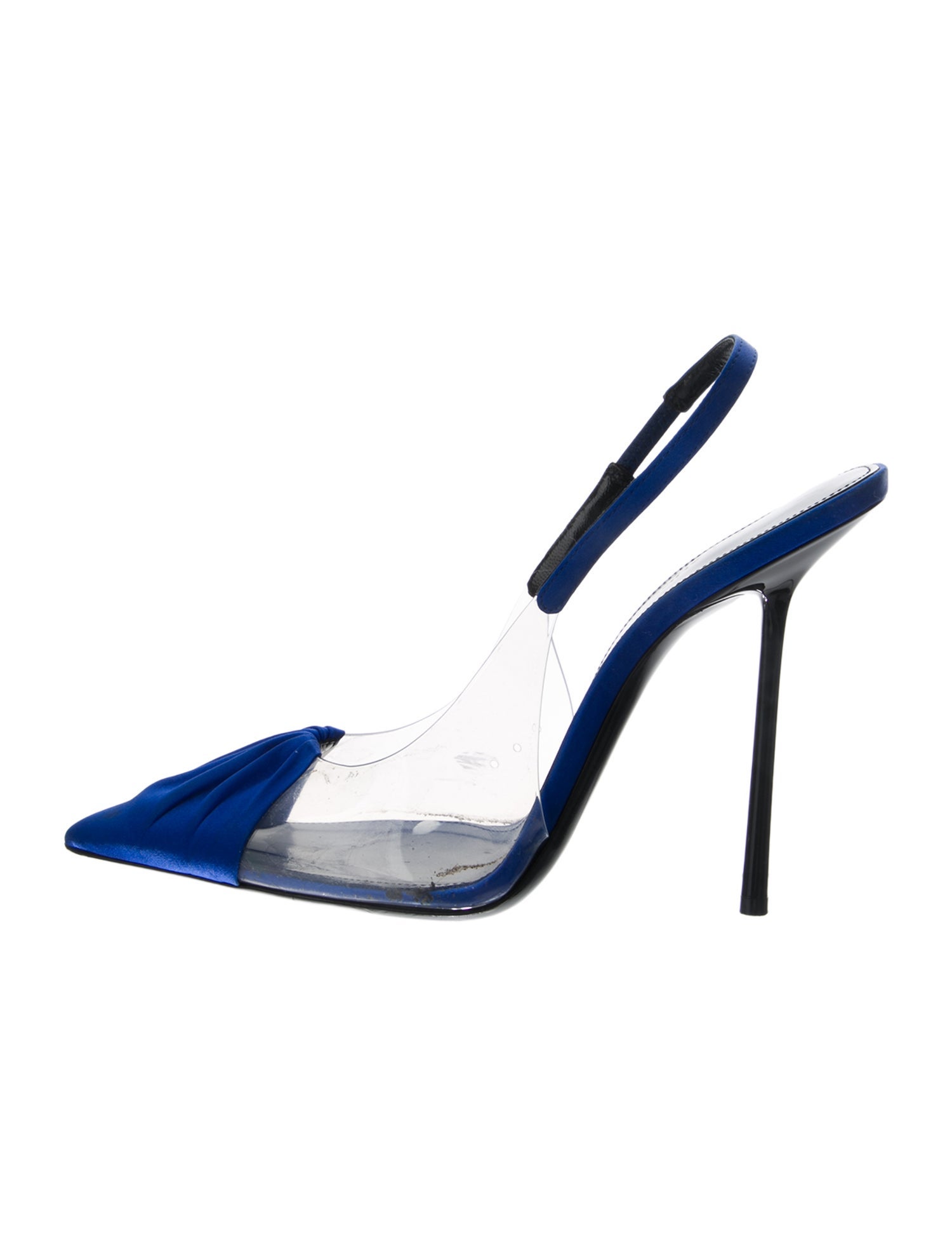 Saint Laurent Satin Ruffle Embellishment Slingback Pumps