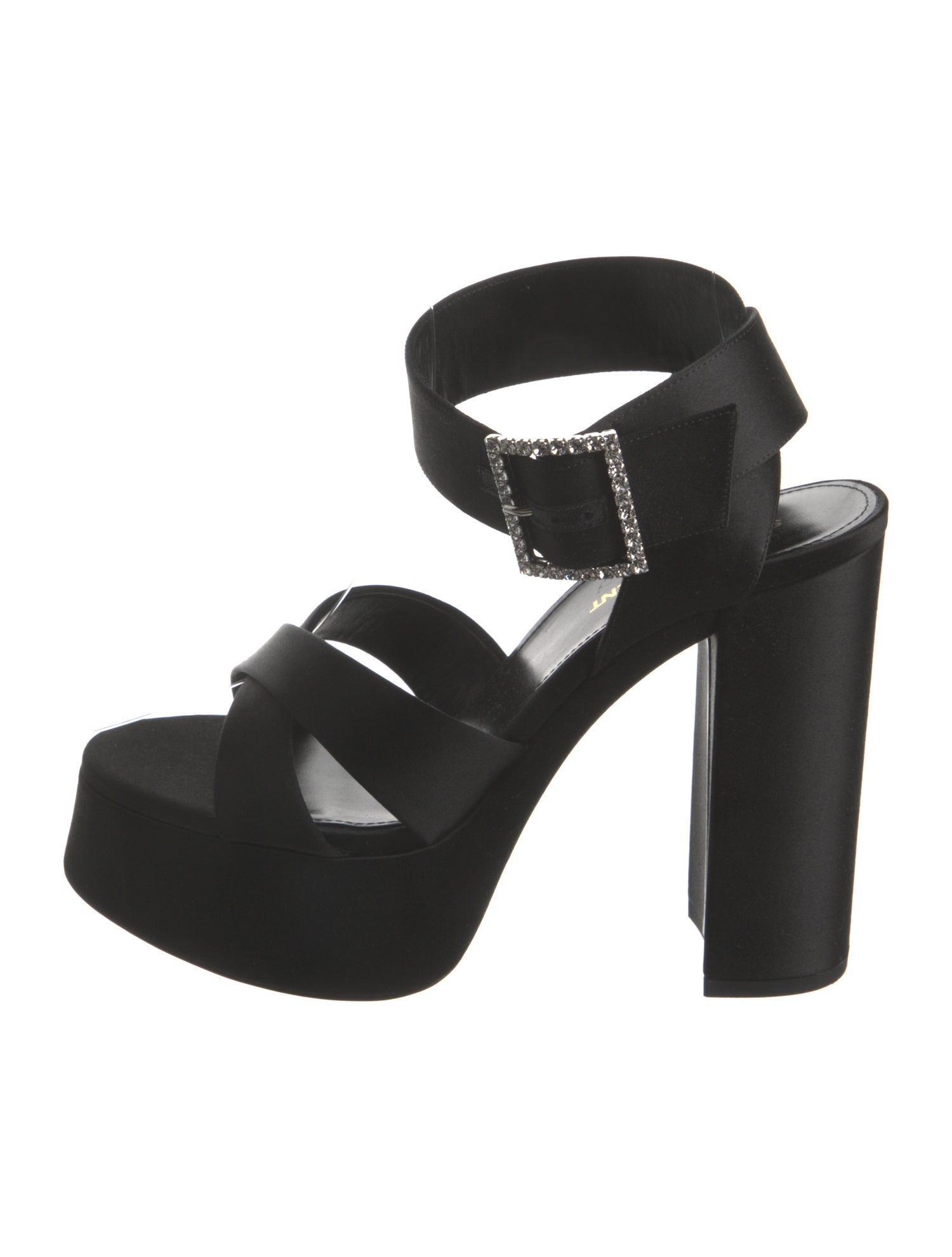 Saint Laurent Satin Crystal Embellishments Slingback Sandals