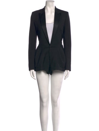Saint Laurent Virgin Wool Plunge Neckline Romper