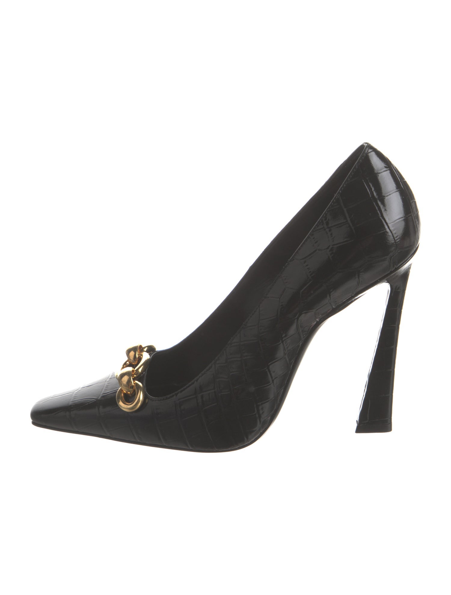 Saint Laurent Crocodile Chain-Link Accents Pumps