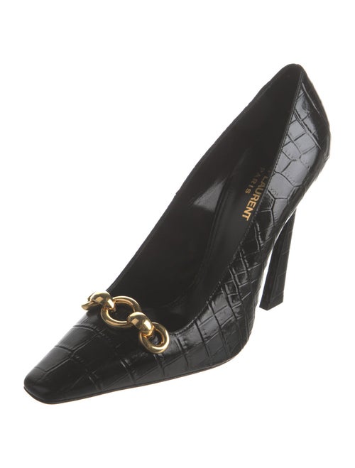 Saint Laurent Embossed Leather Chain-Link Accents Pumps