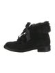 Saint Laurent Suede Fur Trim Lace-Up Boots