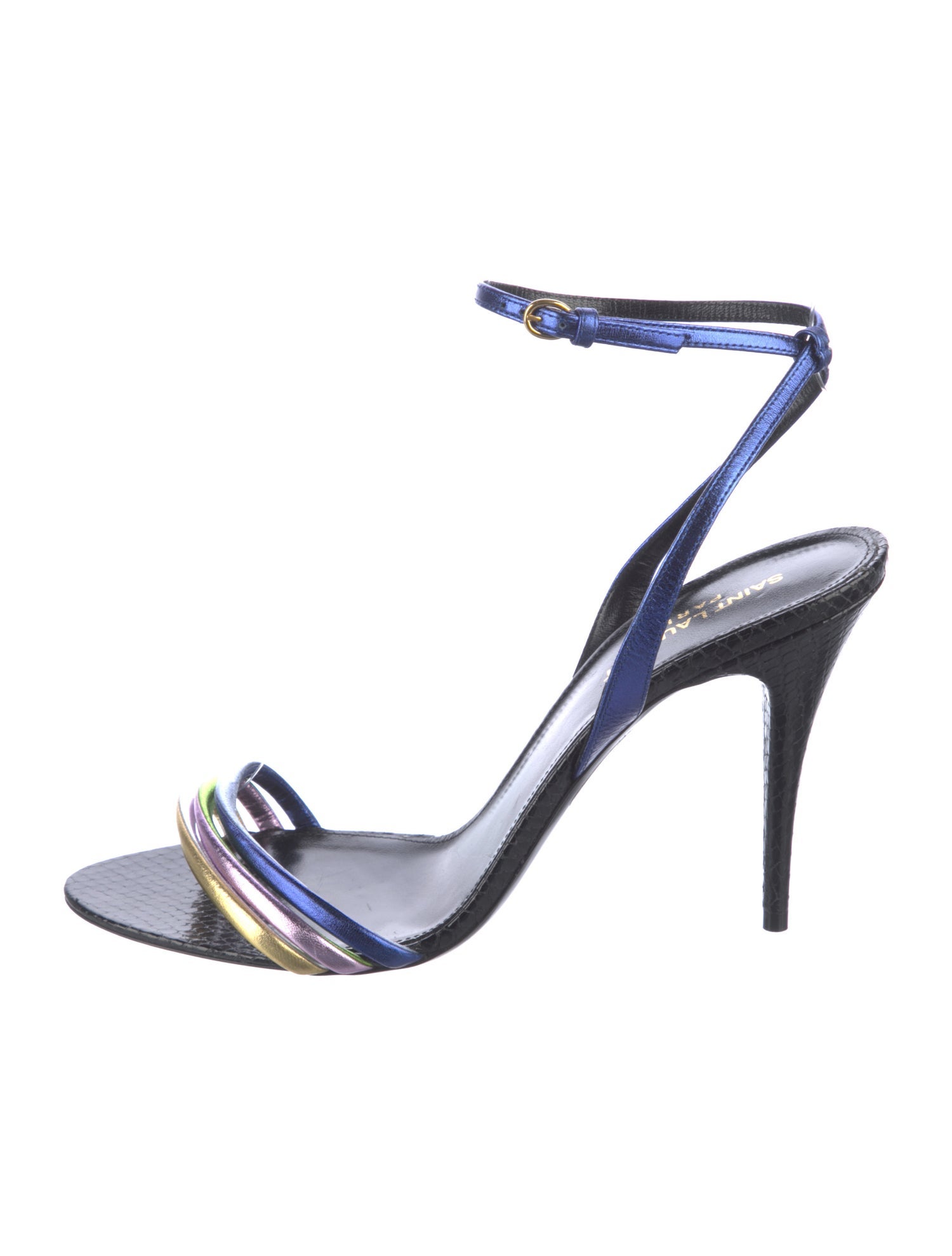 Saint Laurent Leather Colorblock Pattern Sandals