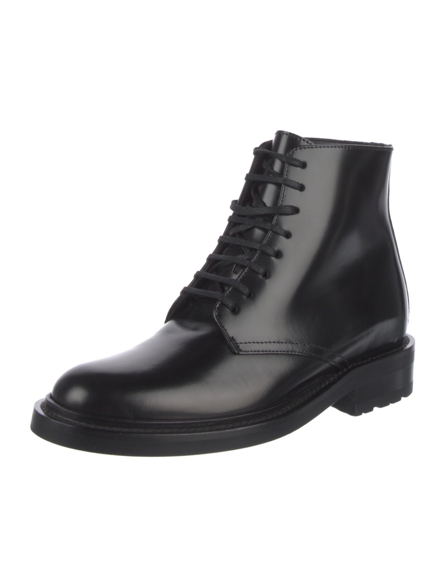 Saint Laurent Patent Leather Combat Boots