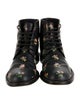 Saint Laurent Leather Floral Print Combat Boots
