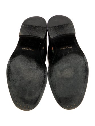 Saint Laurent Leather Floral Print Combat Boots