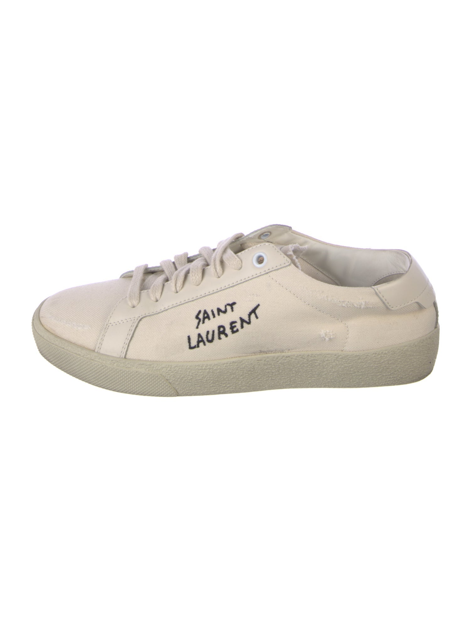 Saint Laurent Canvas Embroidered Accent Sneakers