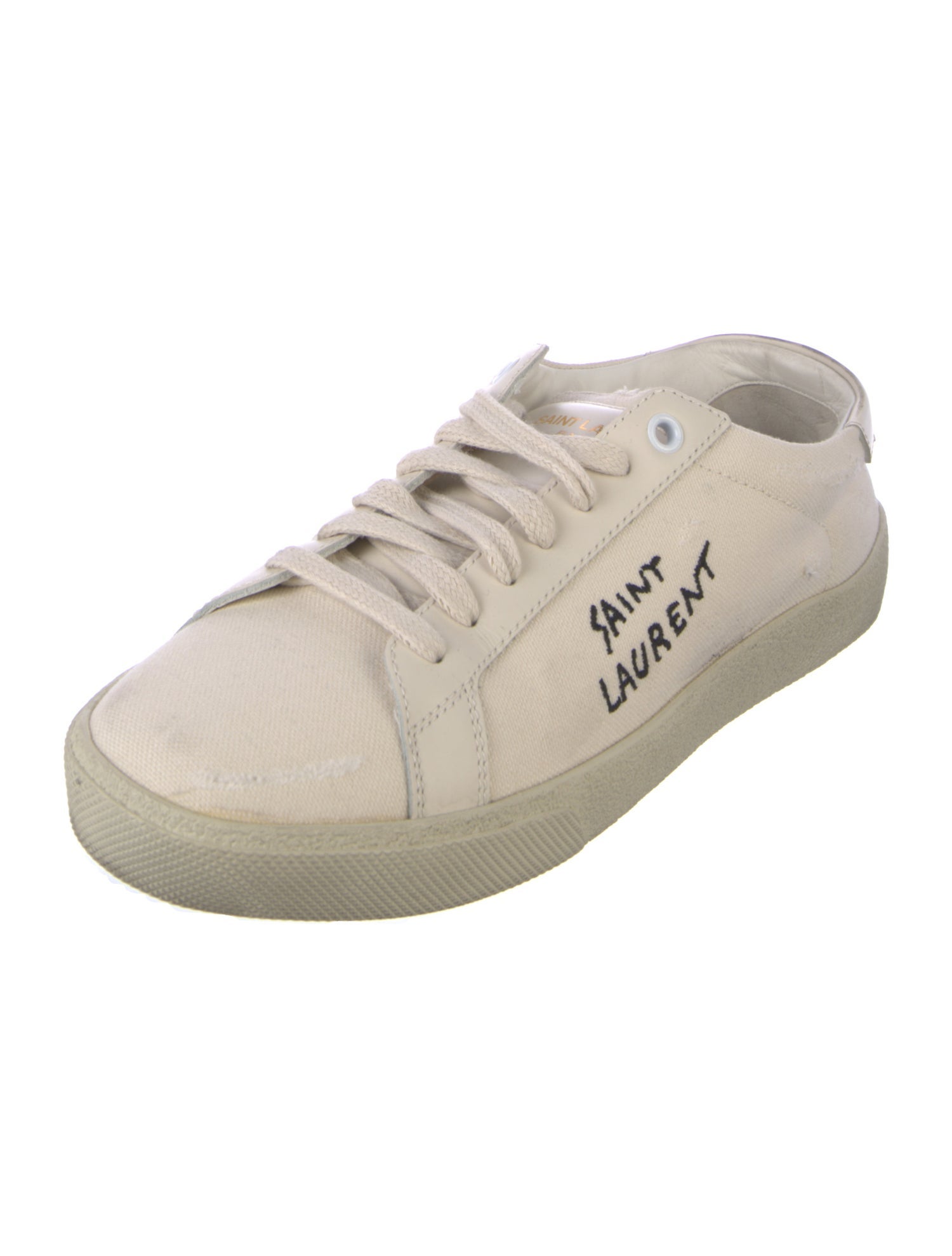 Saint Laurent Canvas Embroidered Accent Sneakers