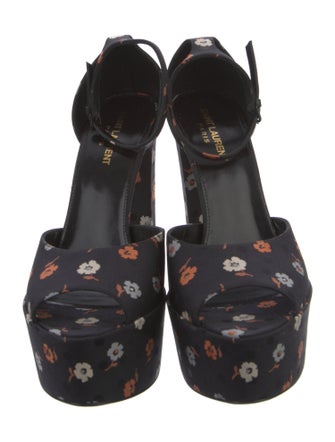 Saint Laurent Satin Floral Print D'Orsay Pumps