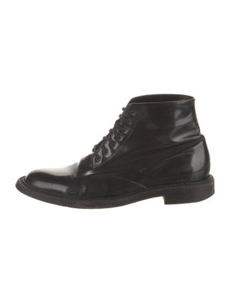 Saint Laurent Patent Leather Lace-Up Boots