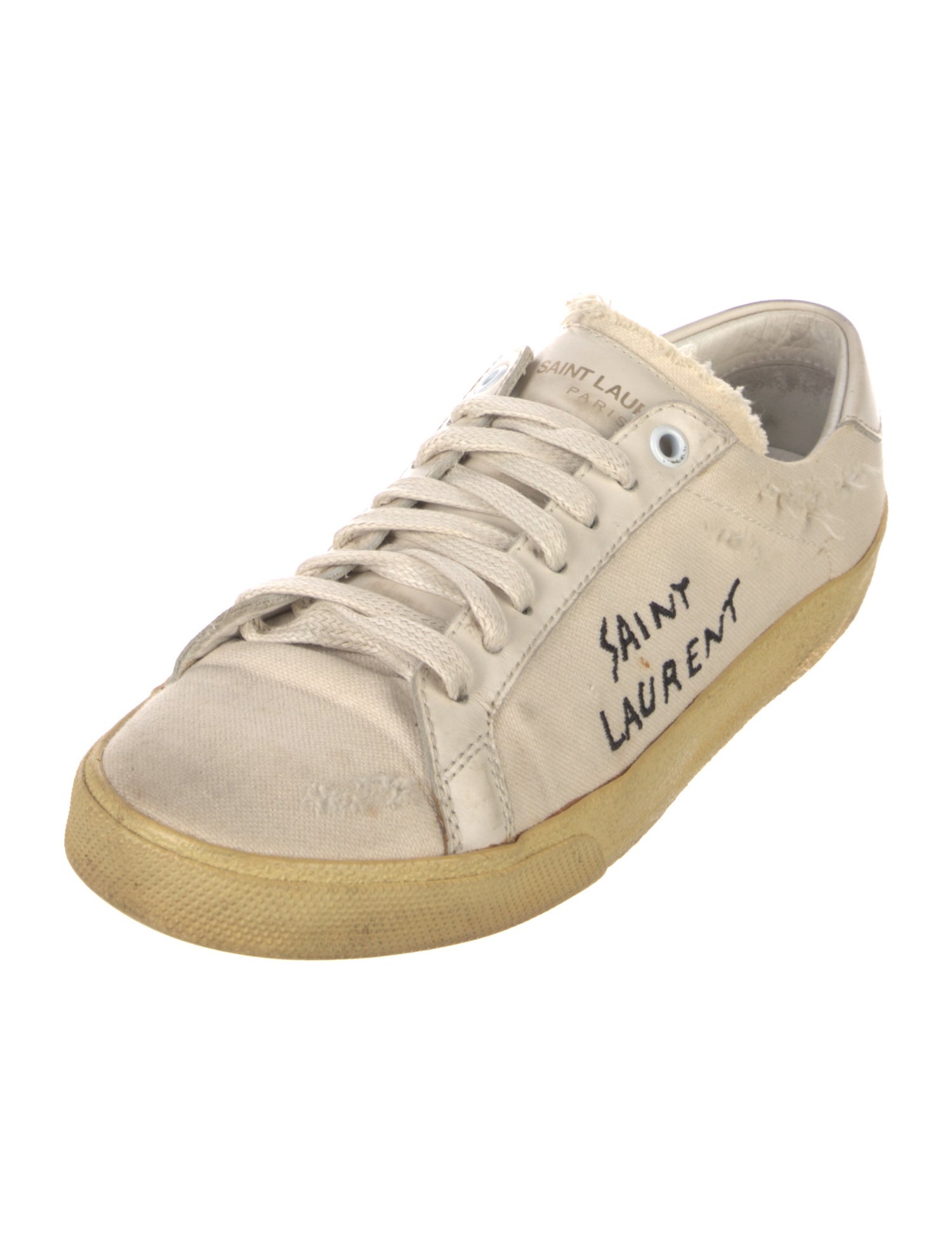 Saint Laurent Canvas Distressed Accents Sneakers