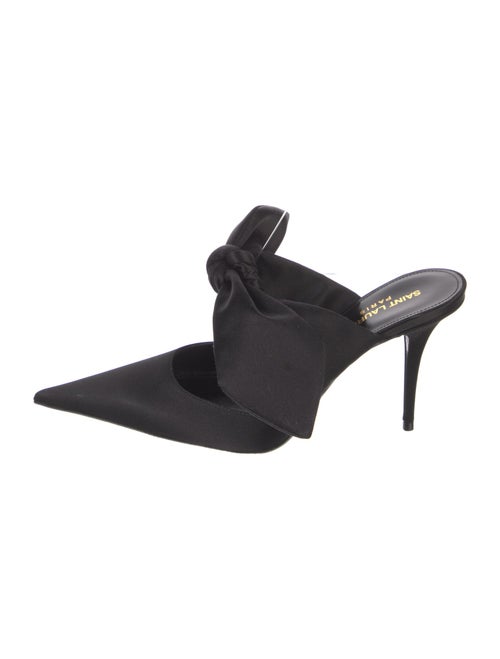 Saint Laurent Suede Bow Accents Mules